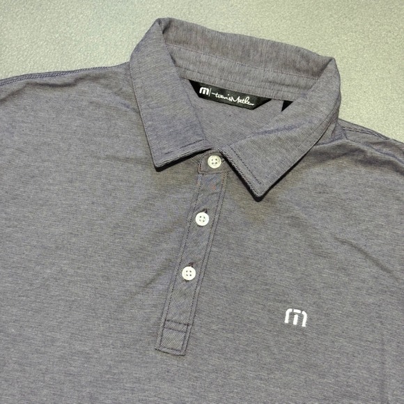 TravisMathew Other - TRAVIS MATHEW Polo Shirt Men M Micro Stripe Gray Pima Cotton Blend Golf LuLu CC